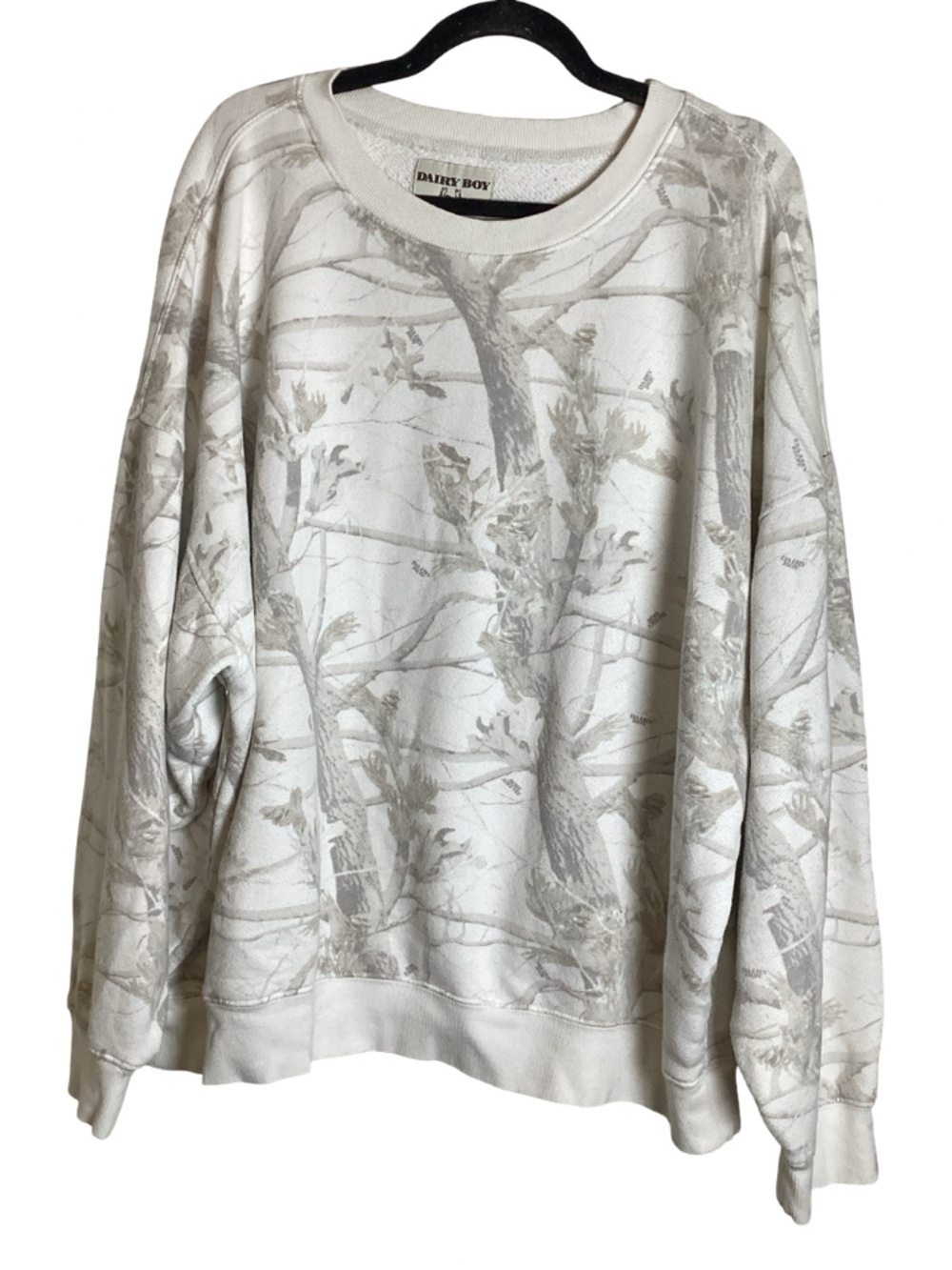 Dairy Boy Woodland camo crew neck sweatshirt 100% cotton SZ XL
